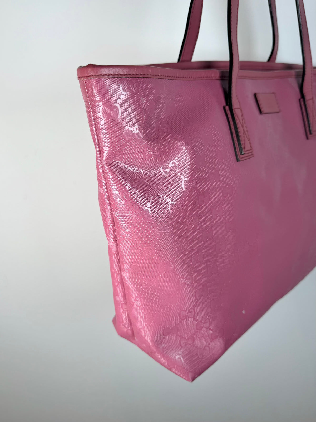 Gucci Monogram Imprime Joy Pink Tote Bag