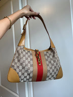 Gucci Jackie Monogram Stripe Shoulder Bag
