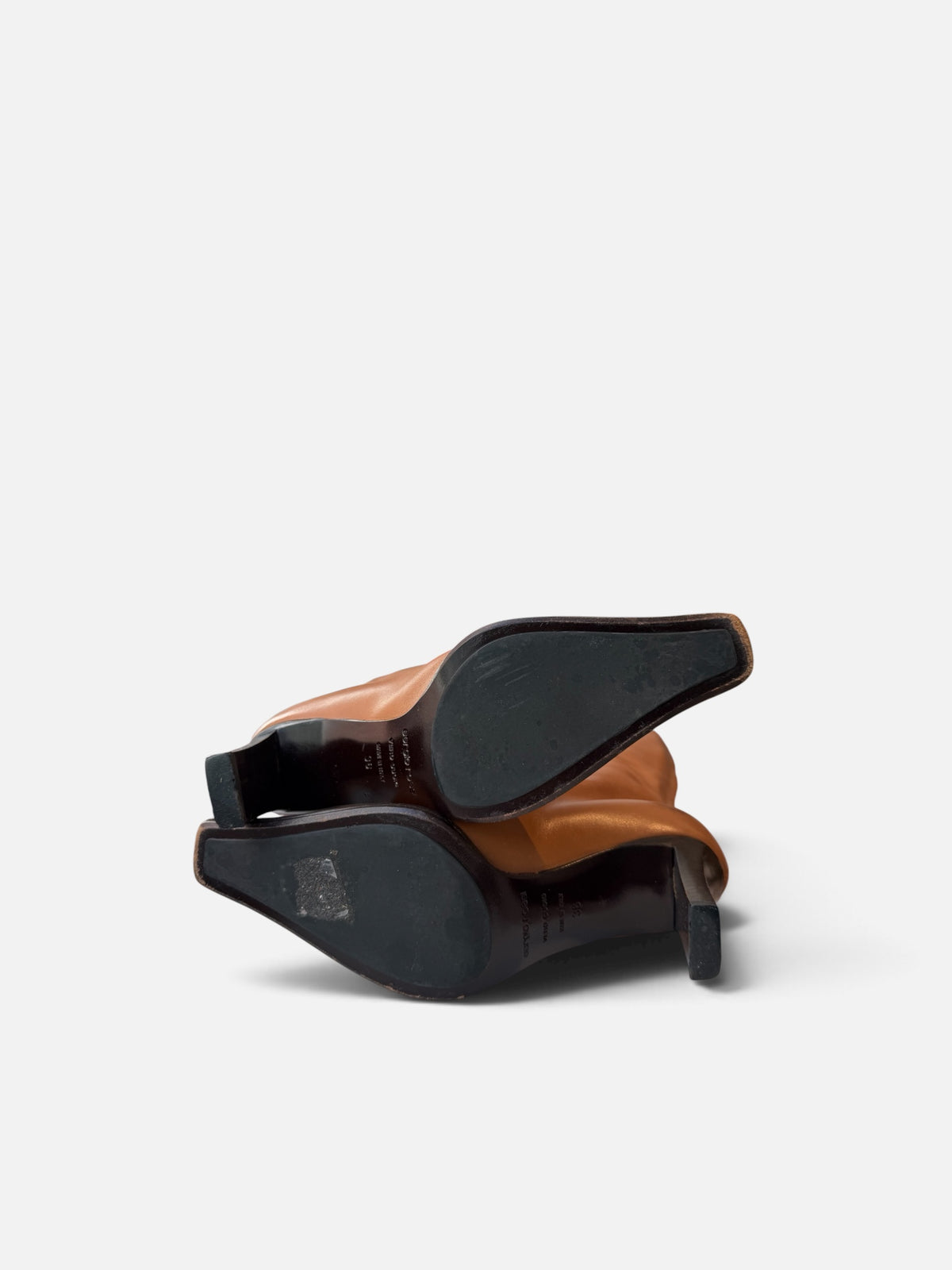 Sergio Rossi Cognac Brown Buckle Heeled Boots