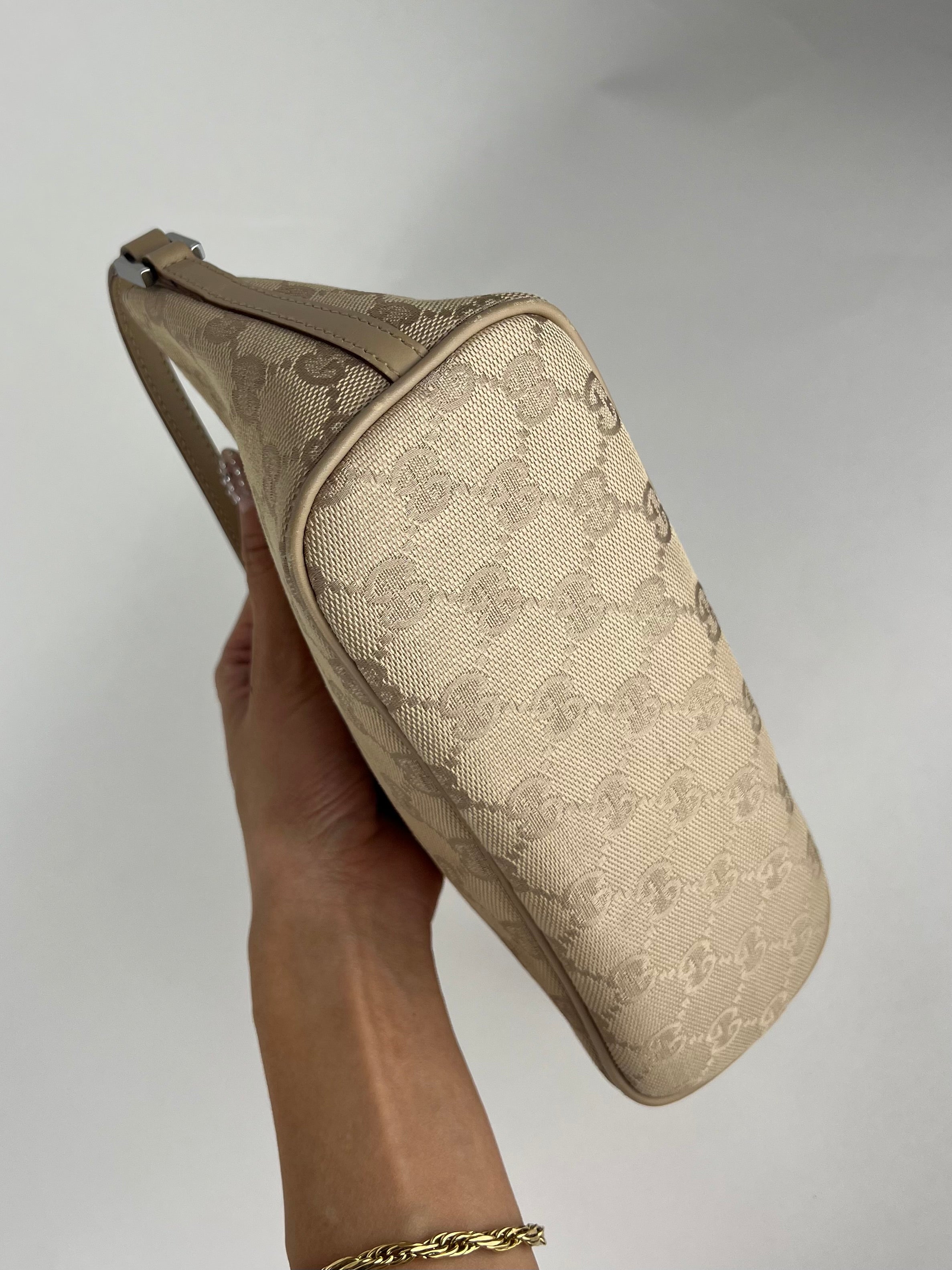 Gucci Tan GG Boat Pochette Bag