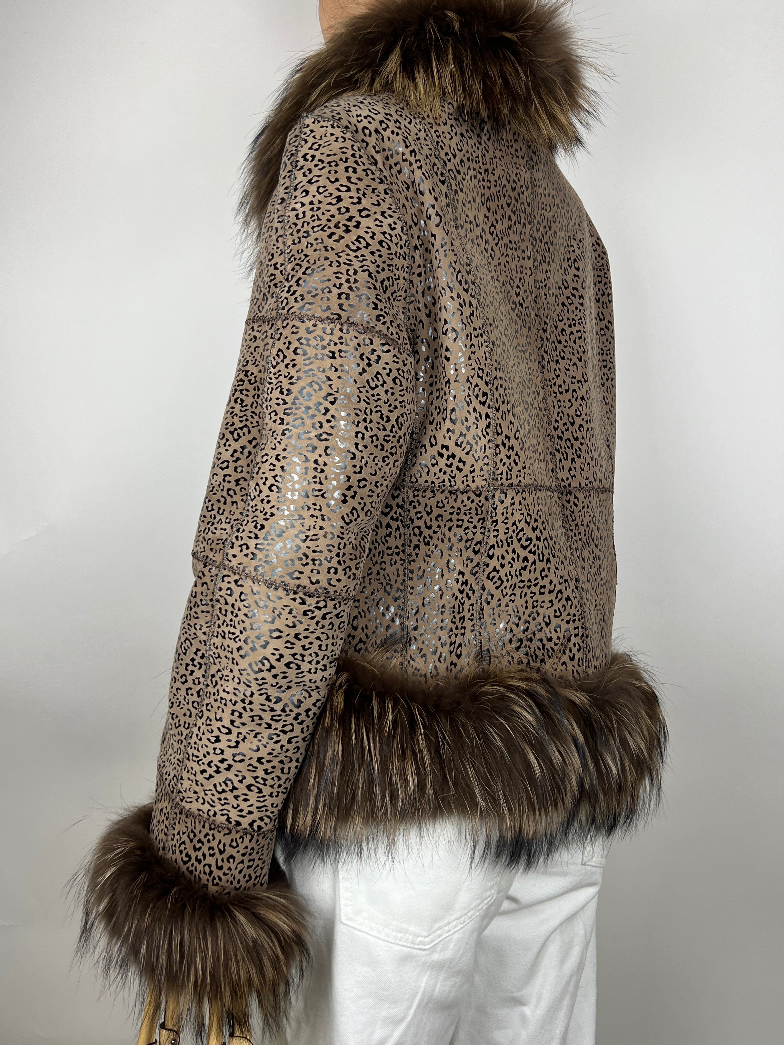 Genuine Fur Trim Leopard Print Penny Lane Vintage Coat