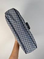 Celine Navy Macadam Canvas and Leather Shoulder Bag