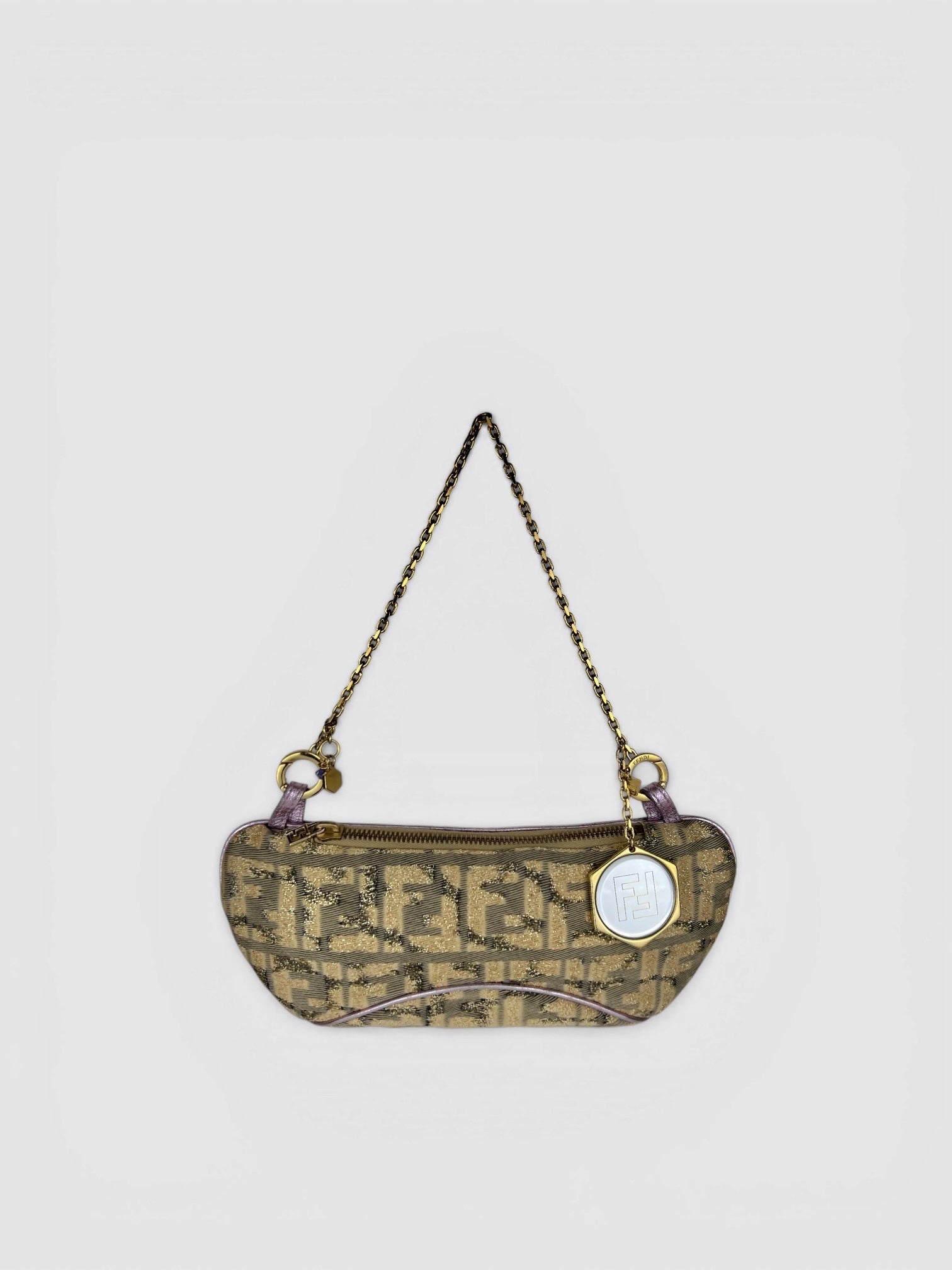 Fendi Zucca Metallic Limited Edition Charm Shoulder Bag