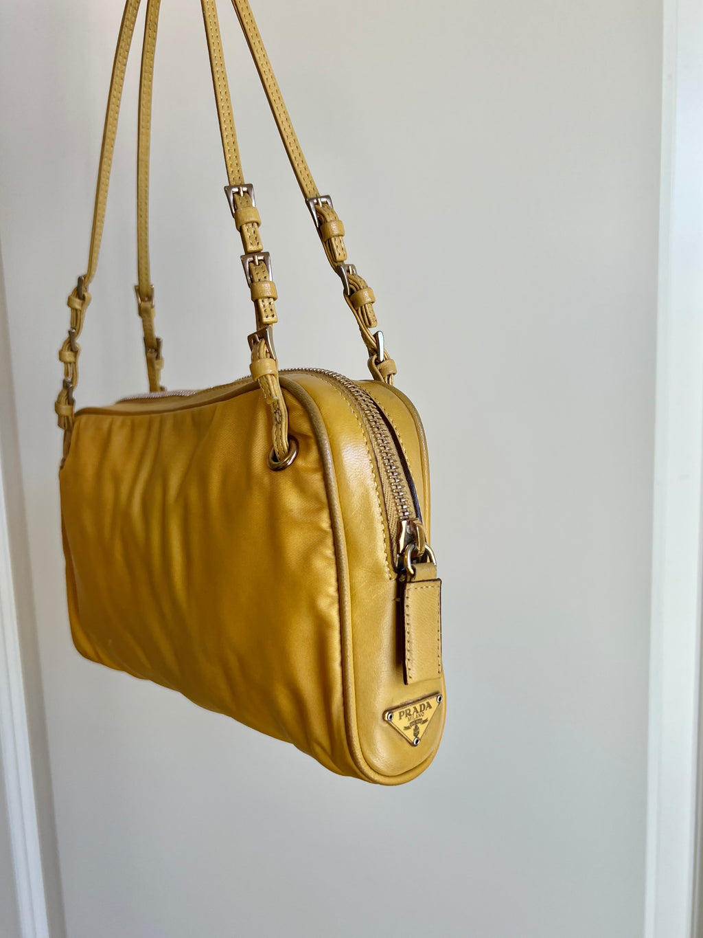 Prada Nylon Yellow Shoulder Bag