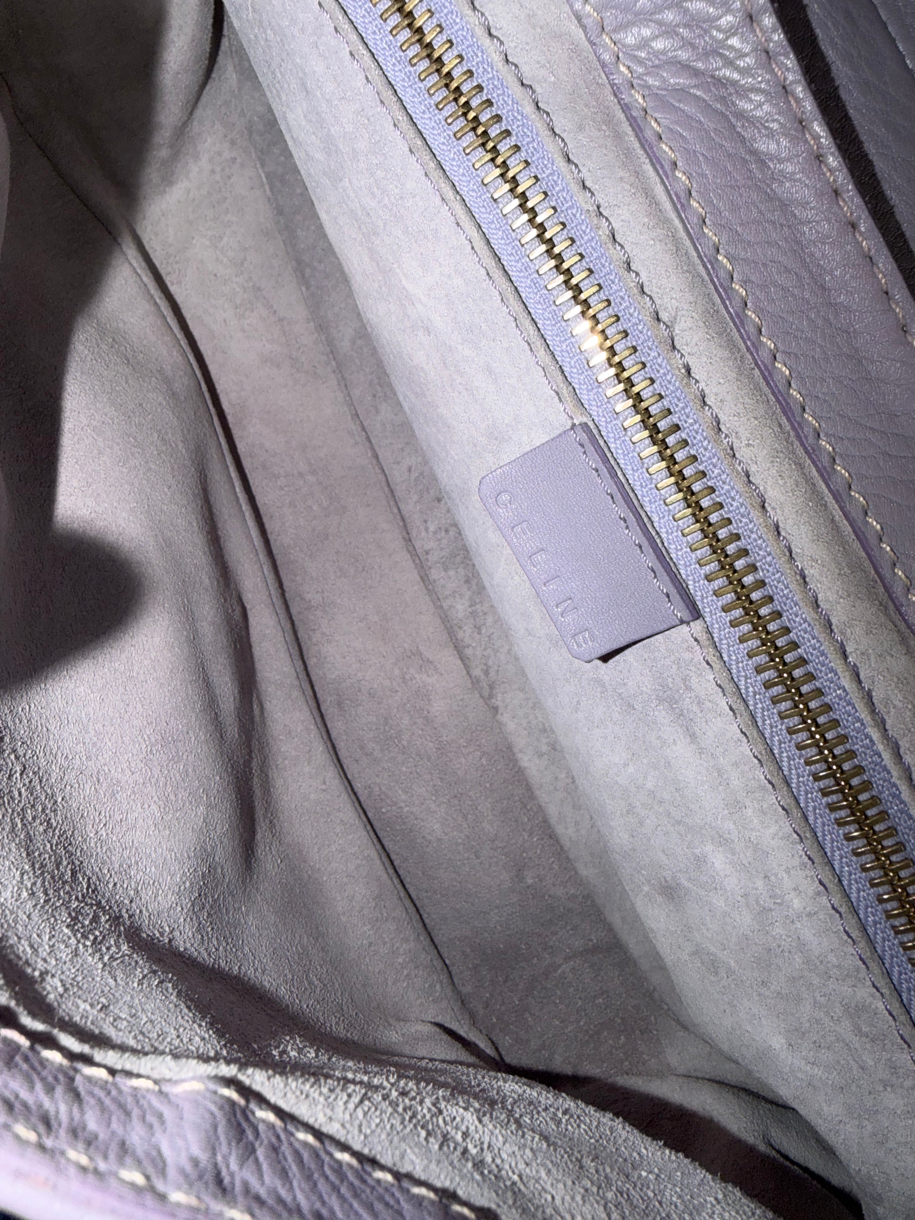 Celine Denim Macadam Canvas and Leather Shoulder Bag