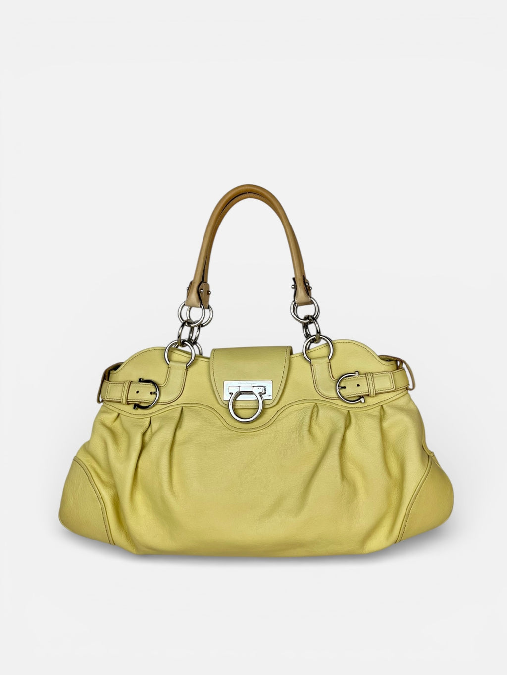 Salvatore Ferragamo Gancini Shoulder Bag in Butter Yellow