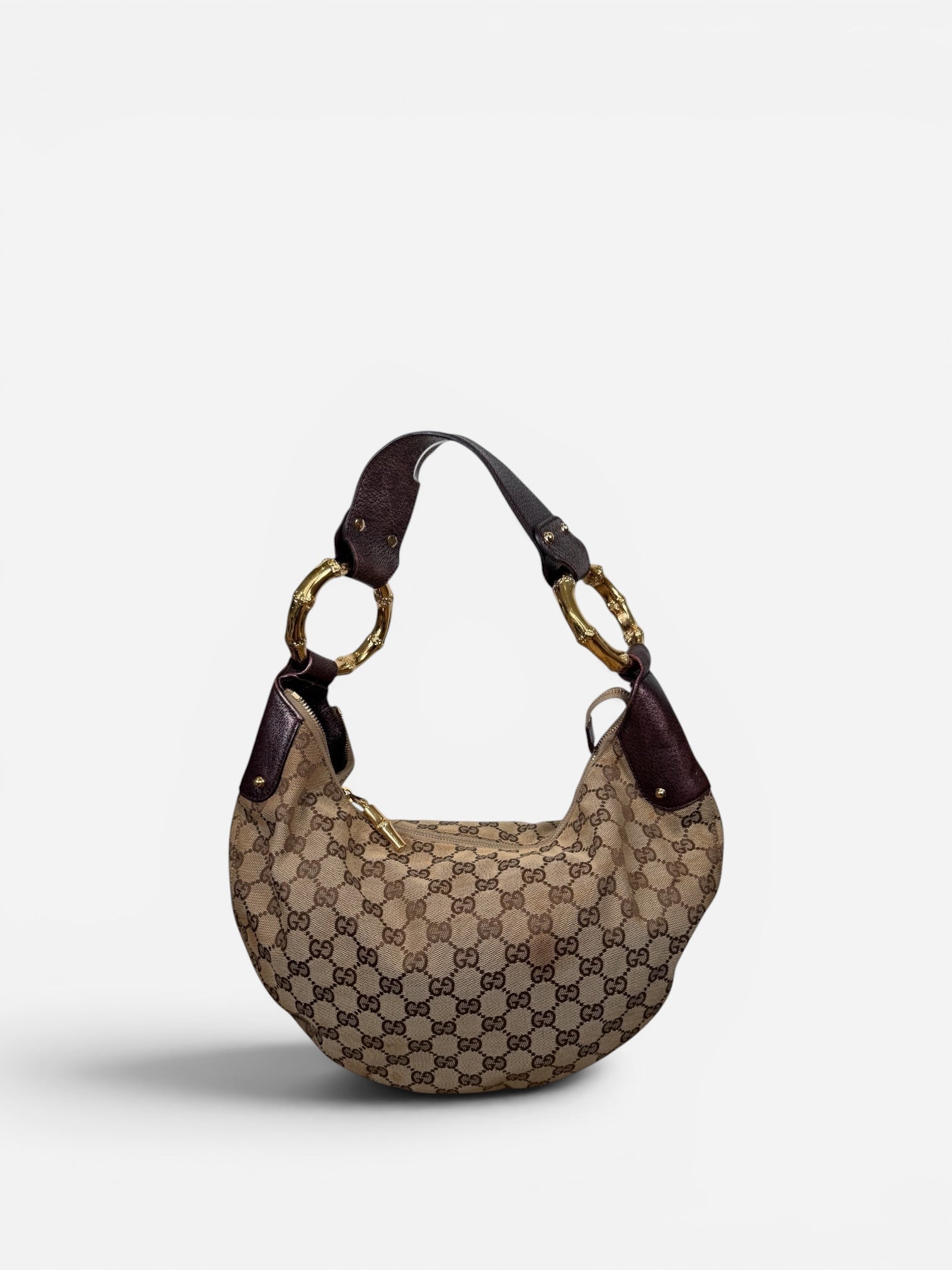Gucci Croissant Monogram Bamboo Hardware Bag
