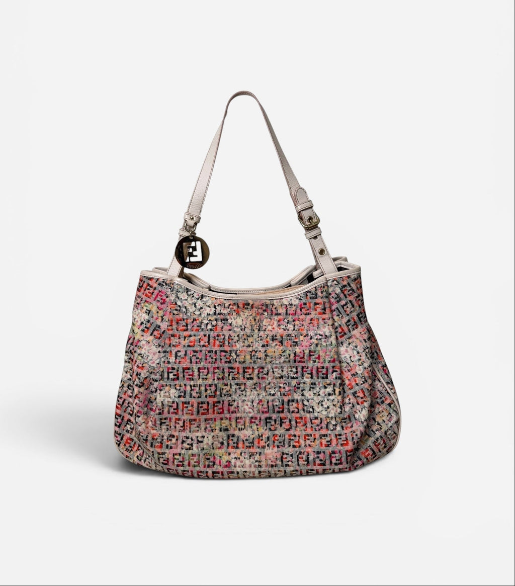 Fendi Zucca Floral Charm Tote Bag