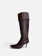 Sergio Rossi Chocolate Brown Foldover Heeled Boots
