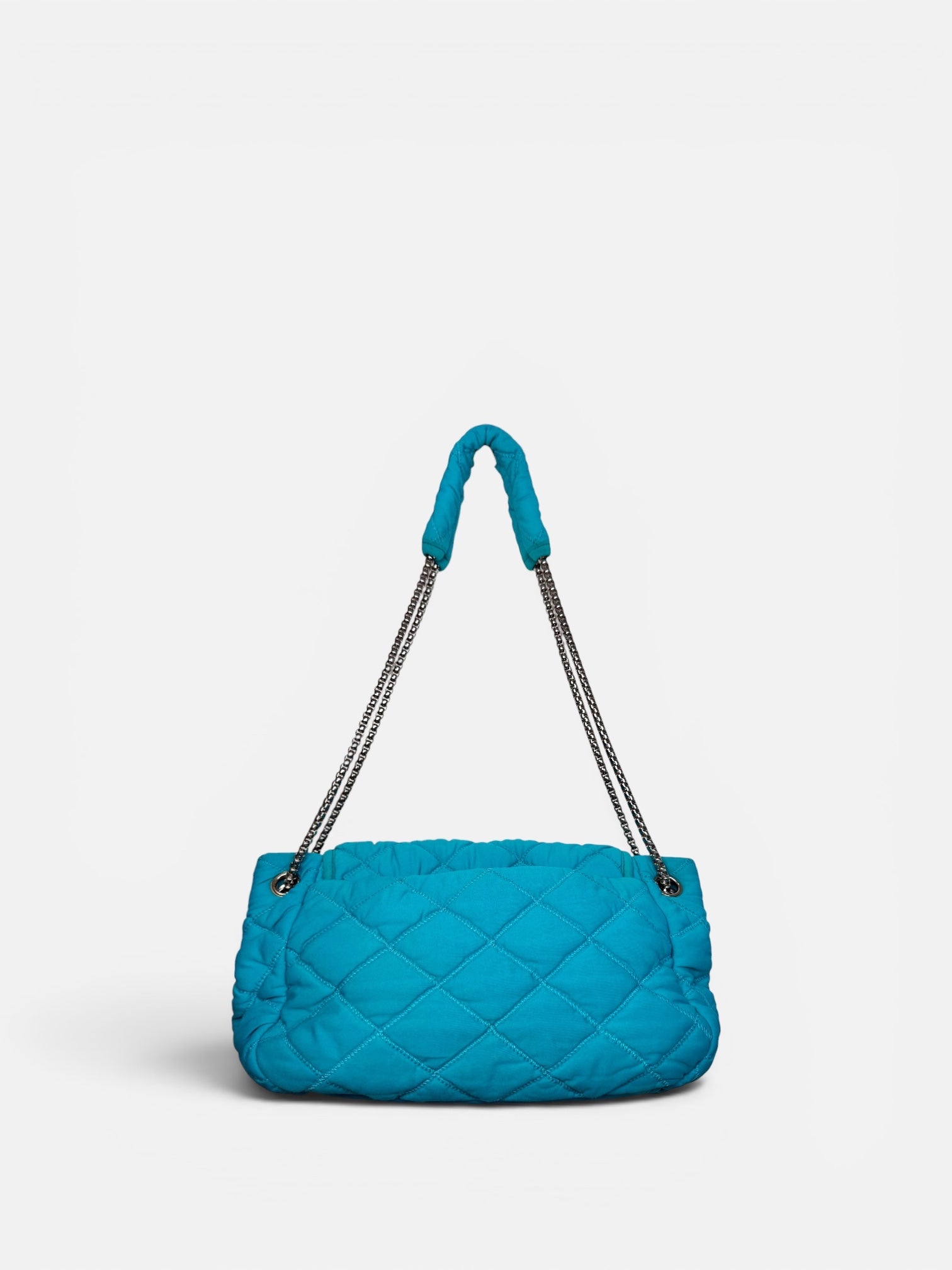 Chanel Bubble Quilted Turquoise Chain Large Flap Bag