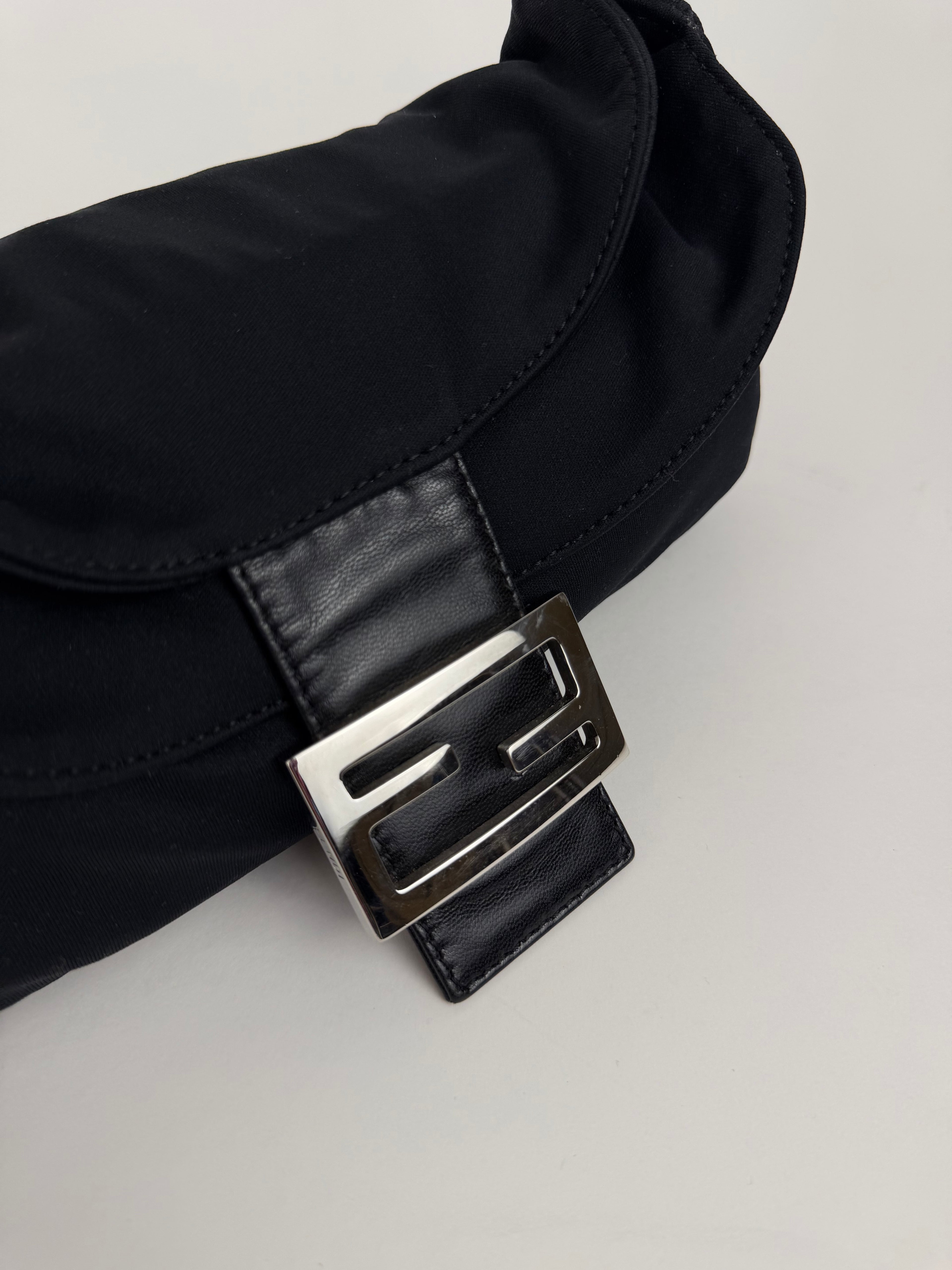 Fendi Baguette Double Flap - Black Neoprene