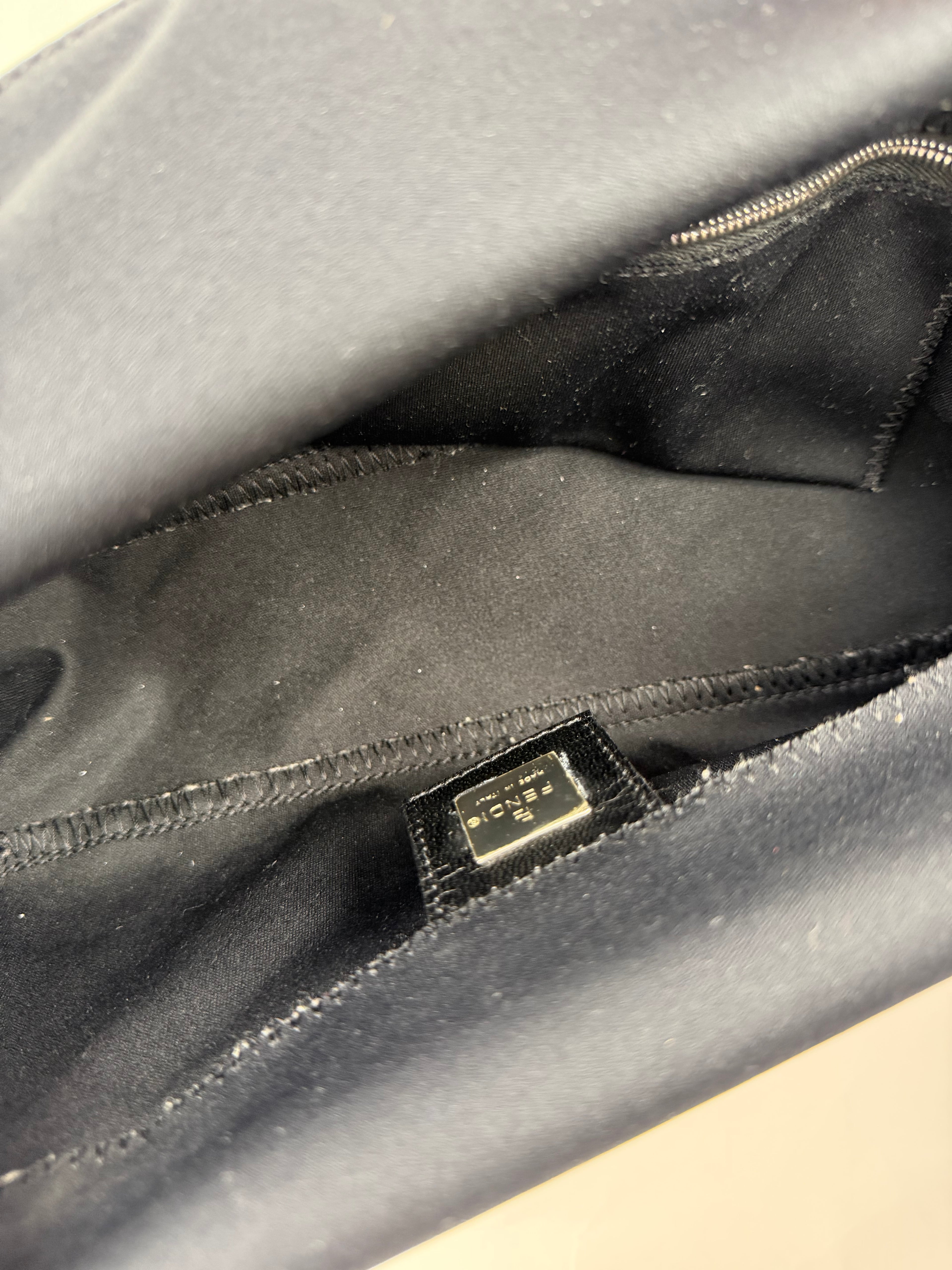 Fendi Baguette Double Flap - Black Neoprene