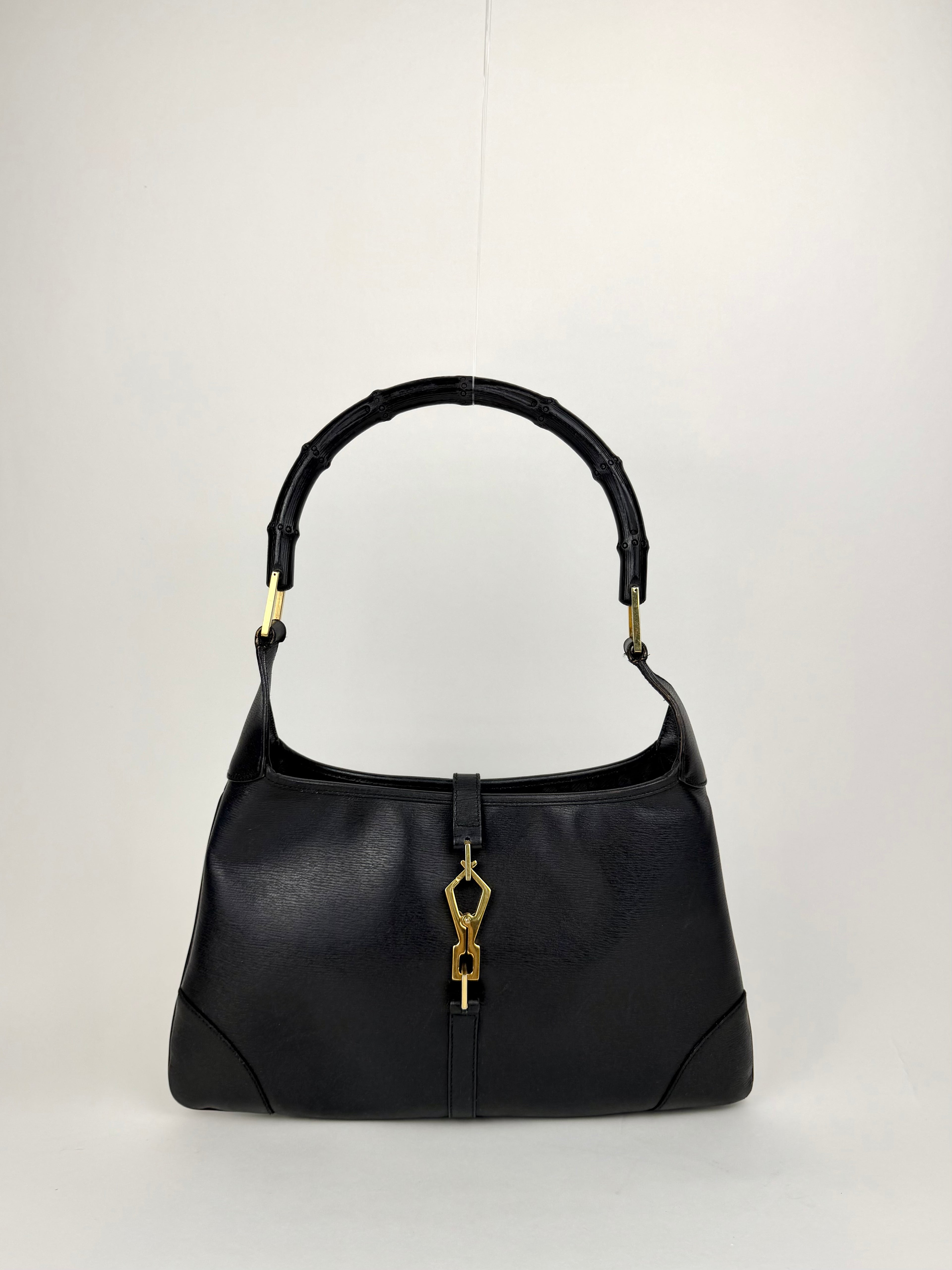 Gucci Jackie in Black Leather Bamboo Handle
