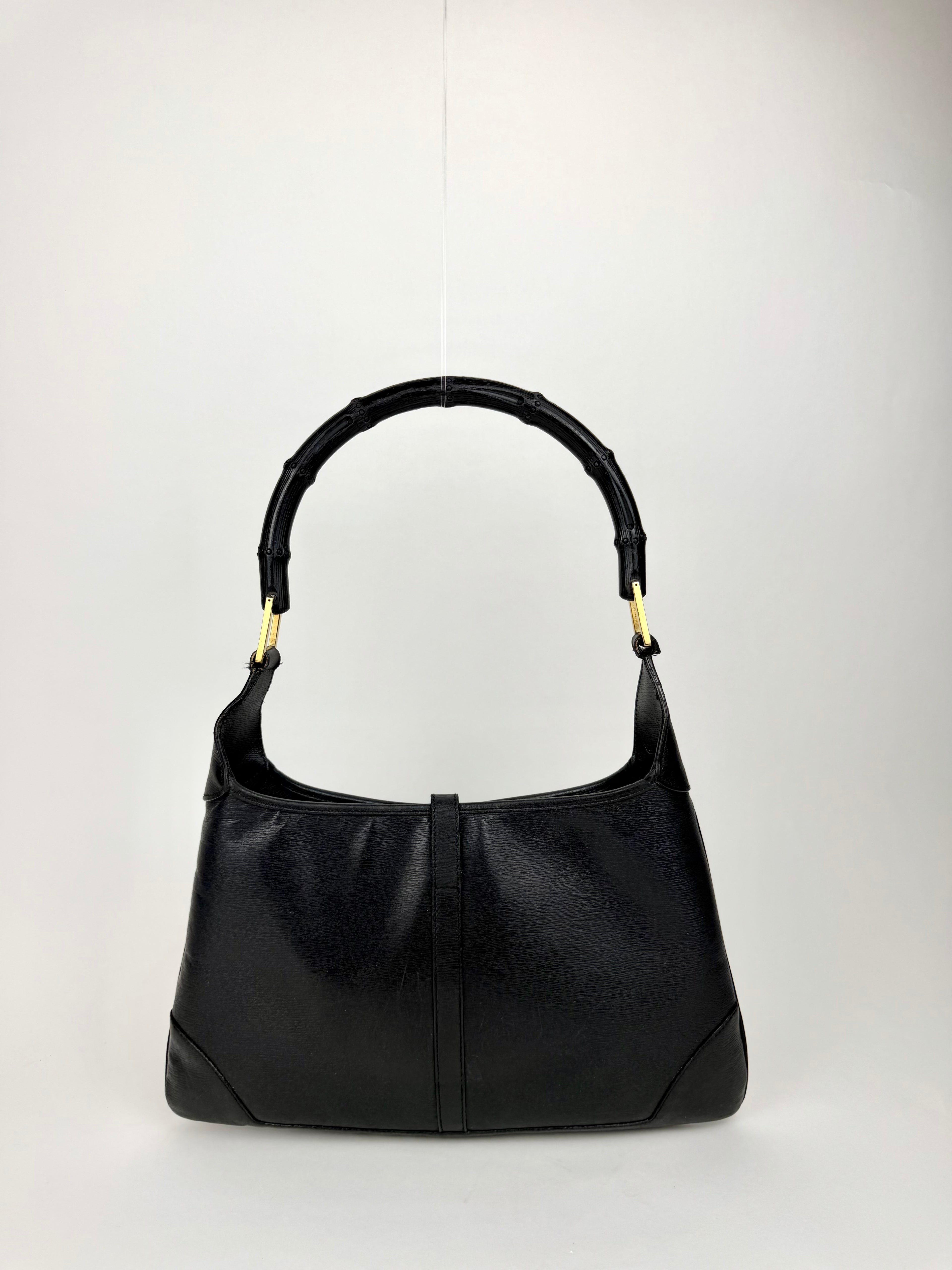 Gucci Jackie in Black Leather Bamboo Handle