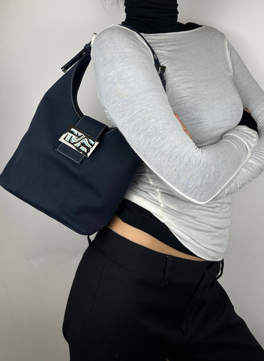 Fendi Canvas Mamma Baguette Shoulder Bag