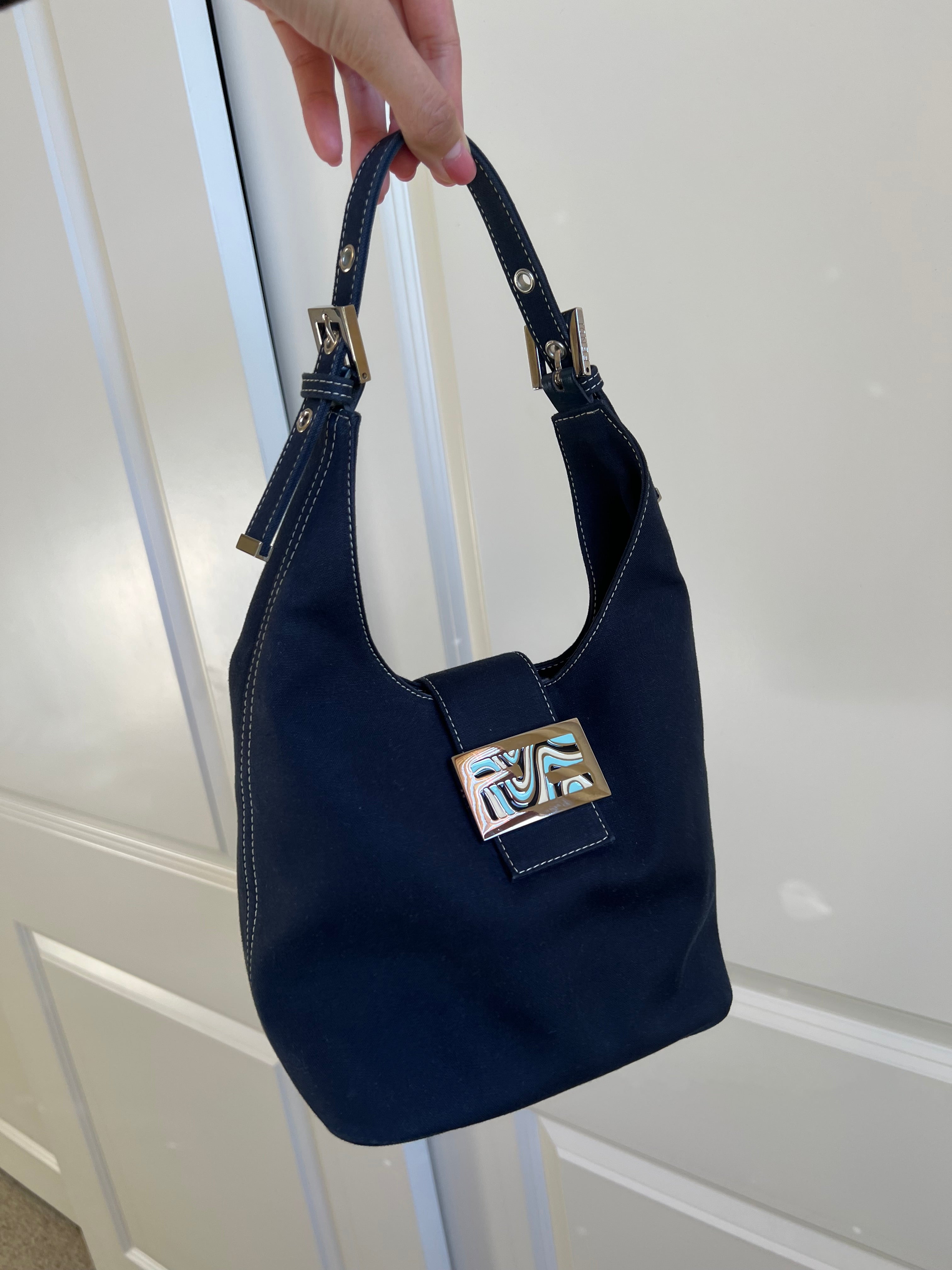 Fendi Canvas Mamma Baguette Shoulder Bag