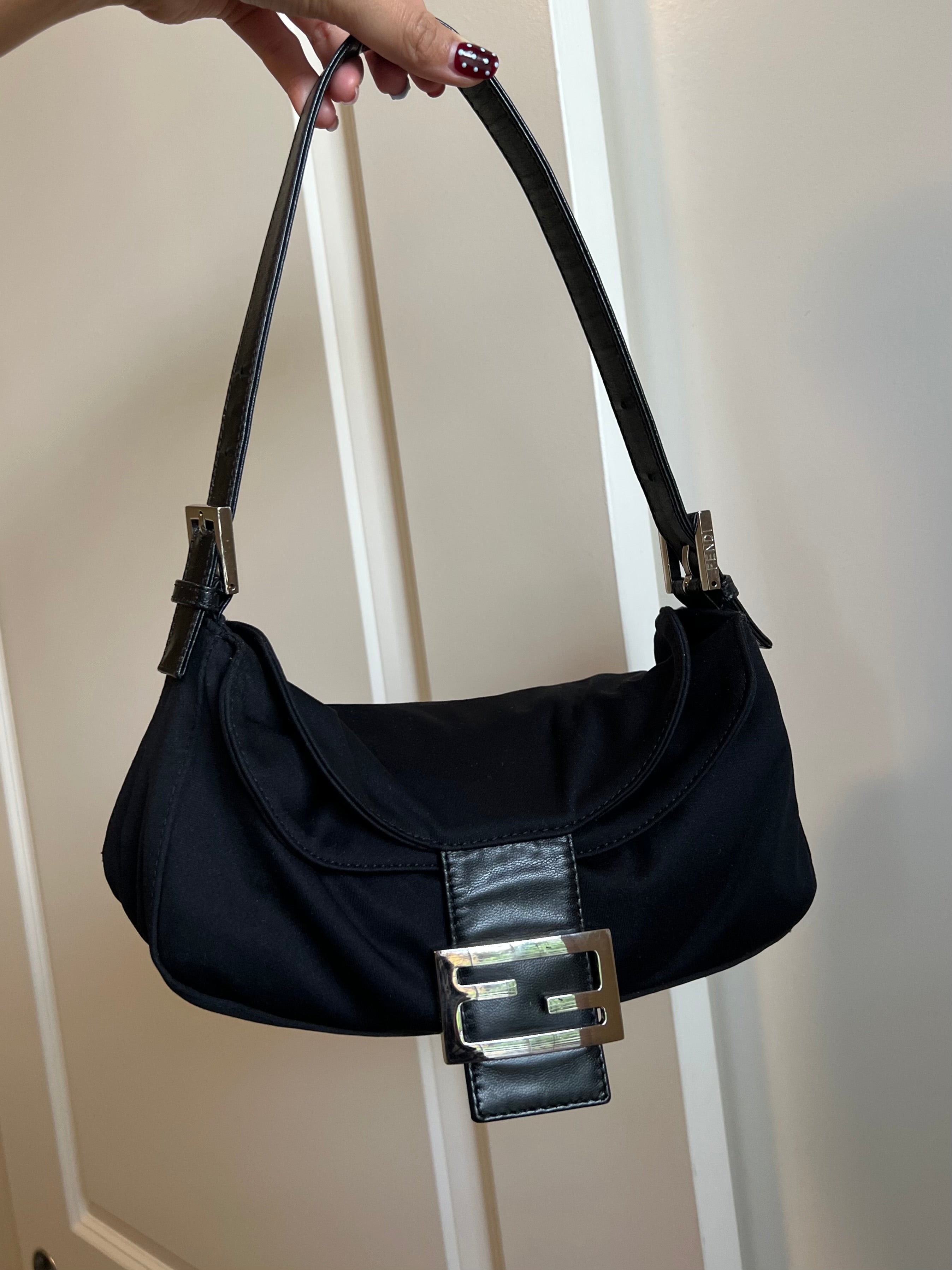 Fendi Baguette Double Flap - Black Neoprene